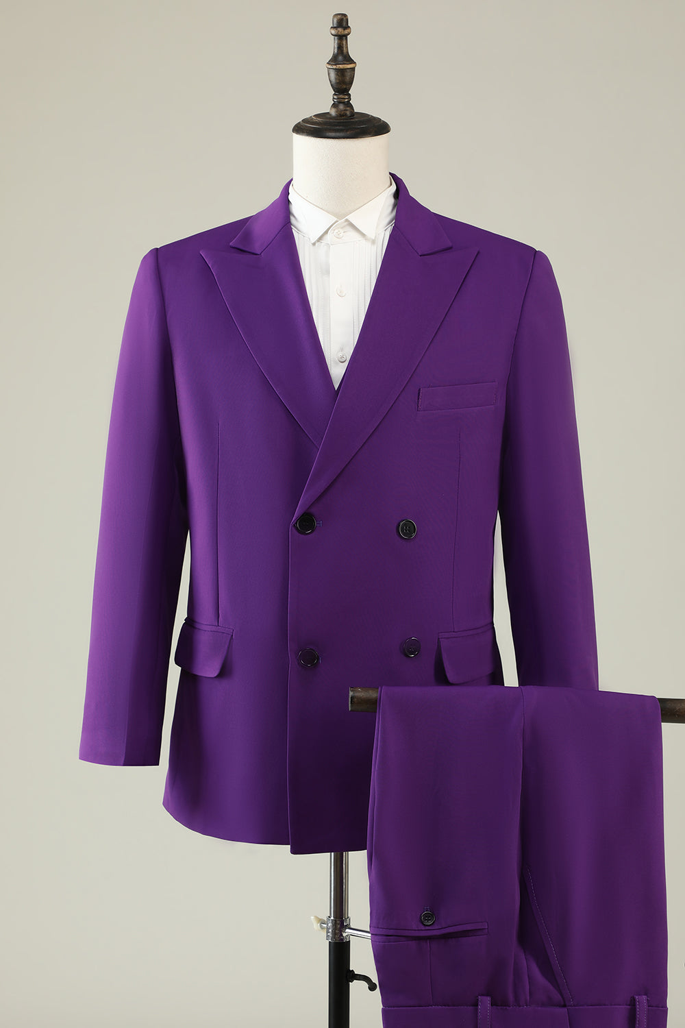 Purple Double Breasted 3 Piece Prom Homecoming Suits