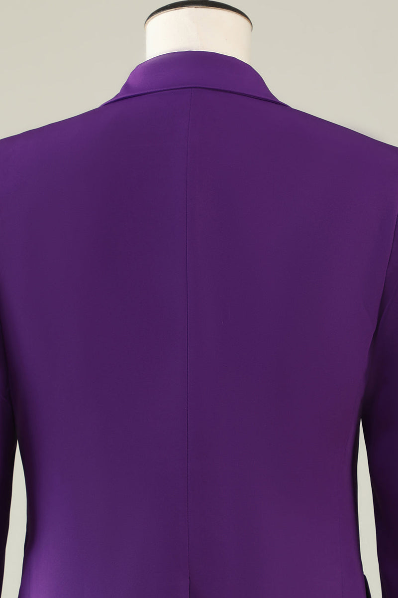 Load image into Gallery viewer, Purple Double Breasted 3 Piece Prom Homecoming Suits