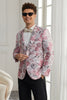 Load image into Gallery viewer, Shawl Lapel One Button Pink Floral Jacquard 2 Piece Homecoming Suits