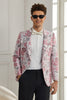 Load image into Gallery viewer, Shawl Lapel One Button Pink Floral Jacquard 2 Piece Homecoming Suits