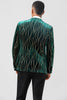 Load image into Gallery viewer, Dark Green Jacquard Peak Lapel One Button Velvet Stripe Men&#39;s Blazer