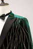 Load image into Gallery viewer, Dark Green Jacquard Peak Lapel One Button Velvet Stripe Men&#39;s Blazer