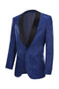 Load image into Gallery viewer, Royal Blue Jacquard One Button Shawl Lapel Prom Homecoming Blazer