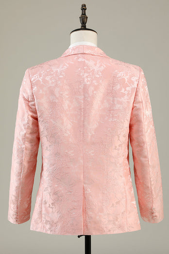 Light Pink Jacquard 2-Piece Shawl Lapel One Button Prom Suits