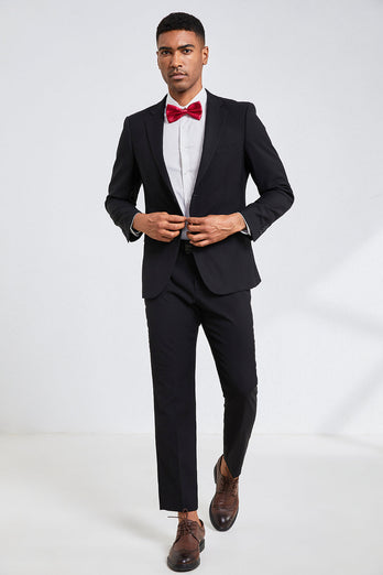 Black Notched Lapel Men Homecoming Suits