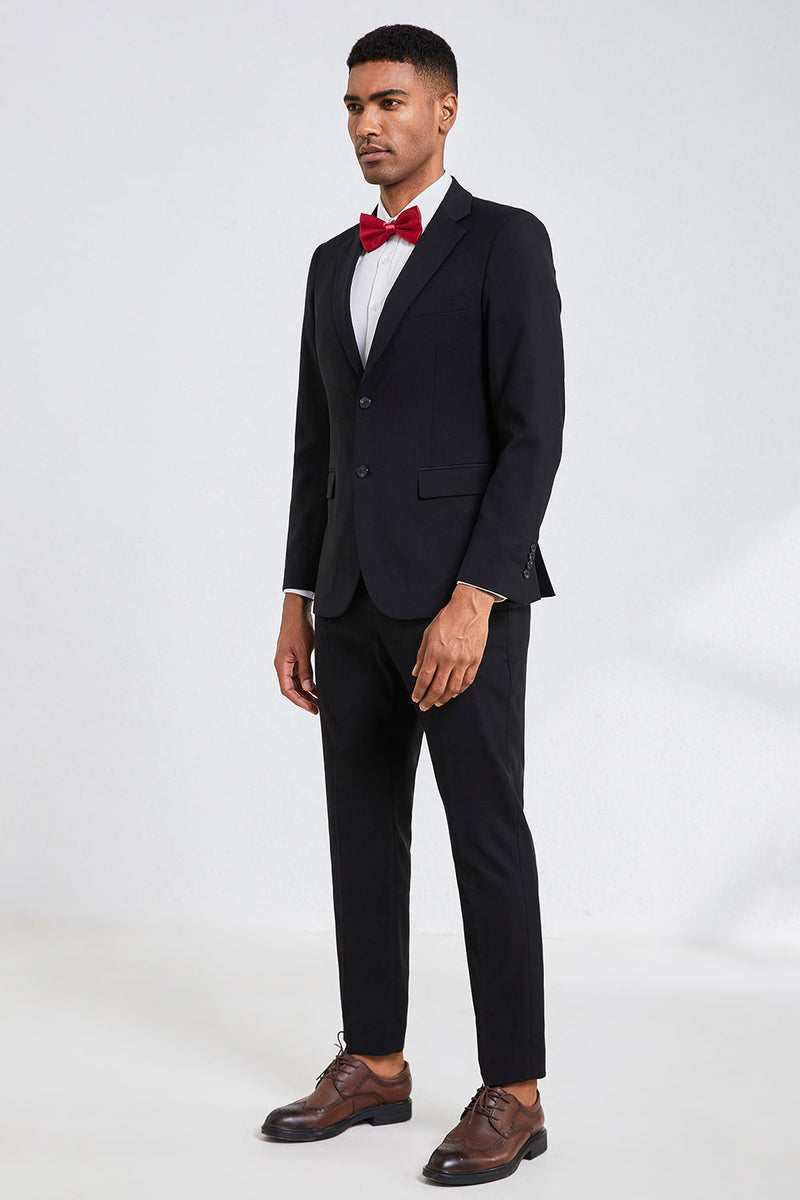 Load image into Gallery viewer, Black Notched Lapel Men Homecoming Suits