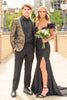 Load image into Gallery viewer, Golden Black Sparkly Print 2 Pieces Shawl Lapel Prom Suits