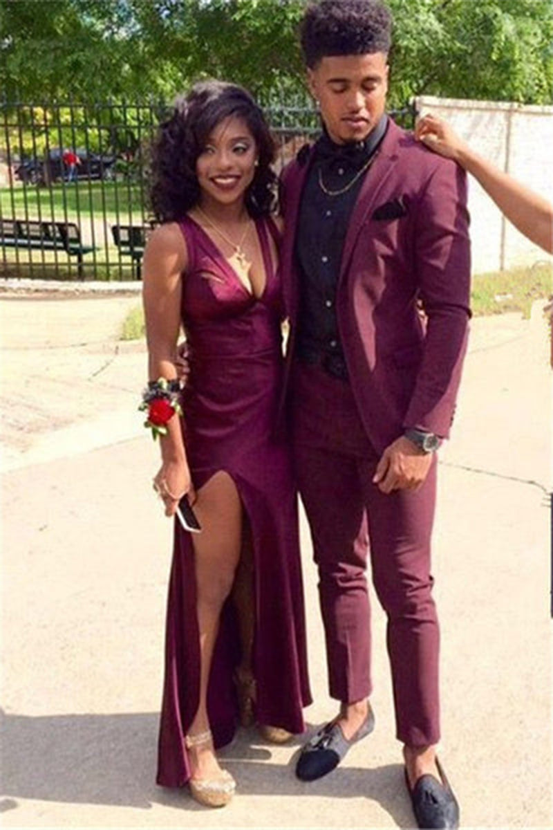 Load image into Gallery viewer, Notched Lapel Purple 2 Piece One Button Men Prom Suits