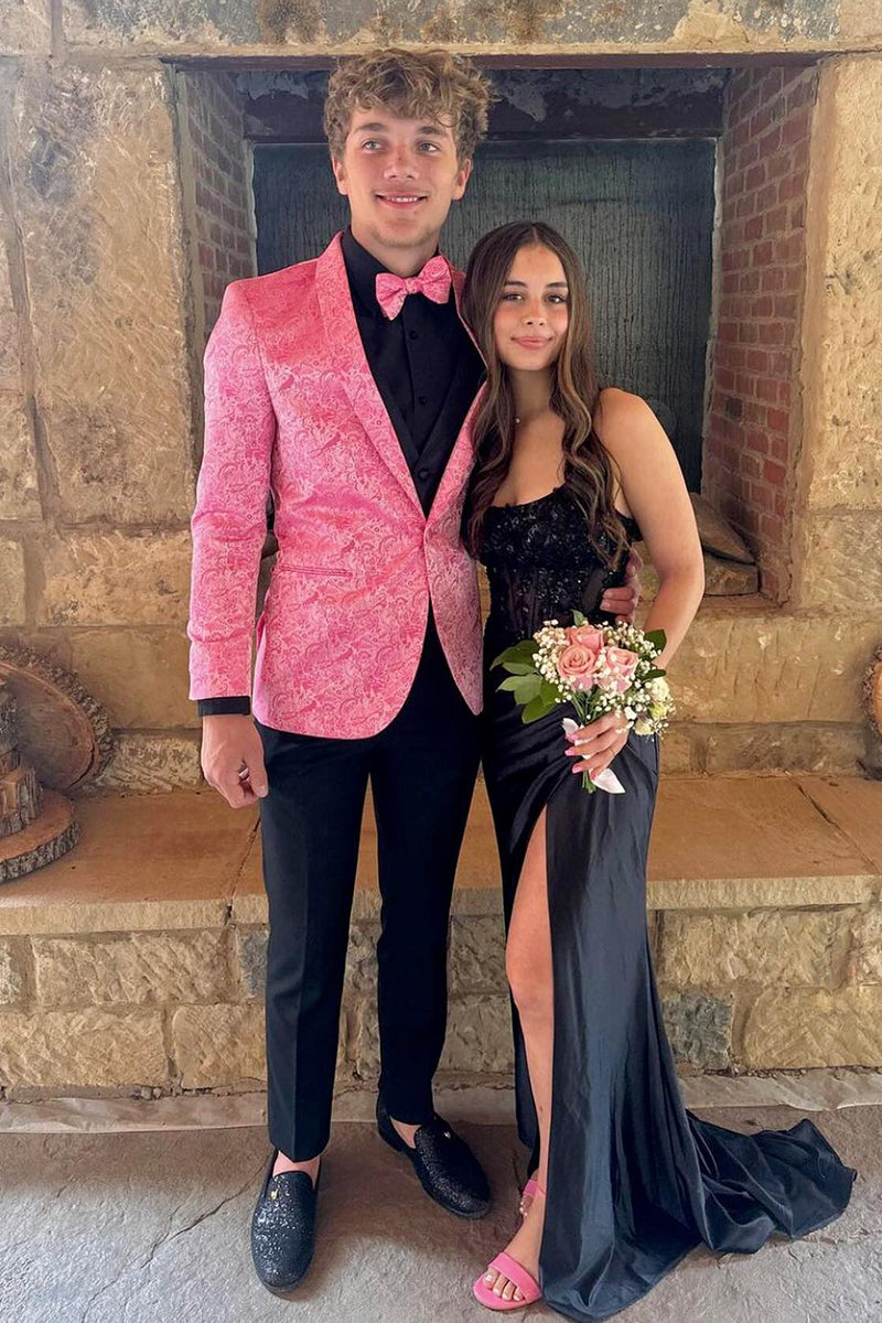 Load image into Gallery viewer, Shawl Lapel Light Pink Print One Button 2-Piece Men&#39;s Prom Suits