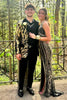 Load image into Gallery viewer, Black Golden Notched Lapel Jacquard One Button 2-Piece Men&#39;s Prom Suits