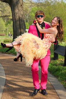 Shawl Lapel Hot Pink One Button 3-Piece Prom Suits