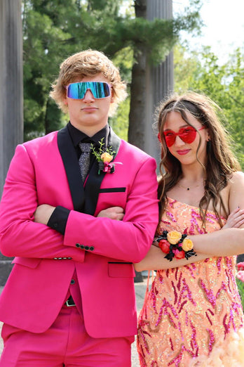 Shawl Lapel Hot Pink One Button 3-Piece Prom Suits