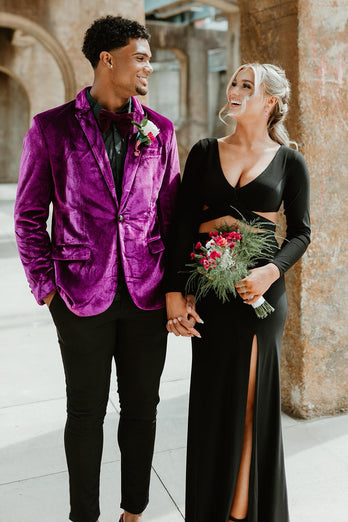 Notched Lapel Purple One Button 2 Piece Men's Prom Suits