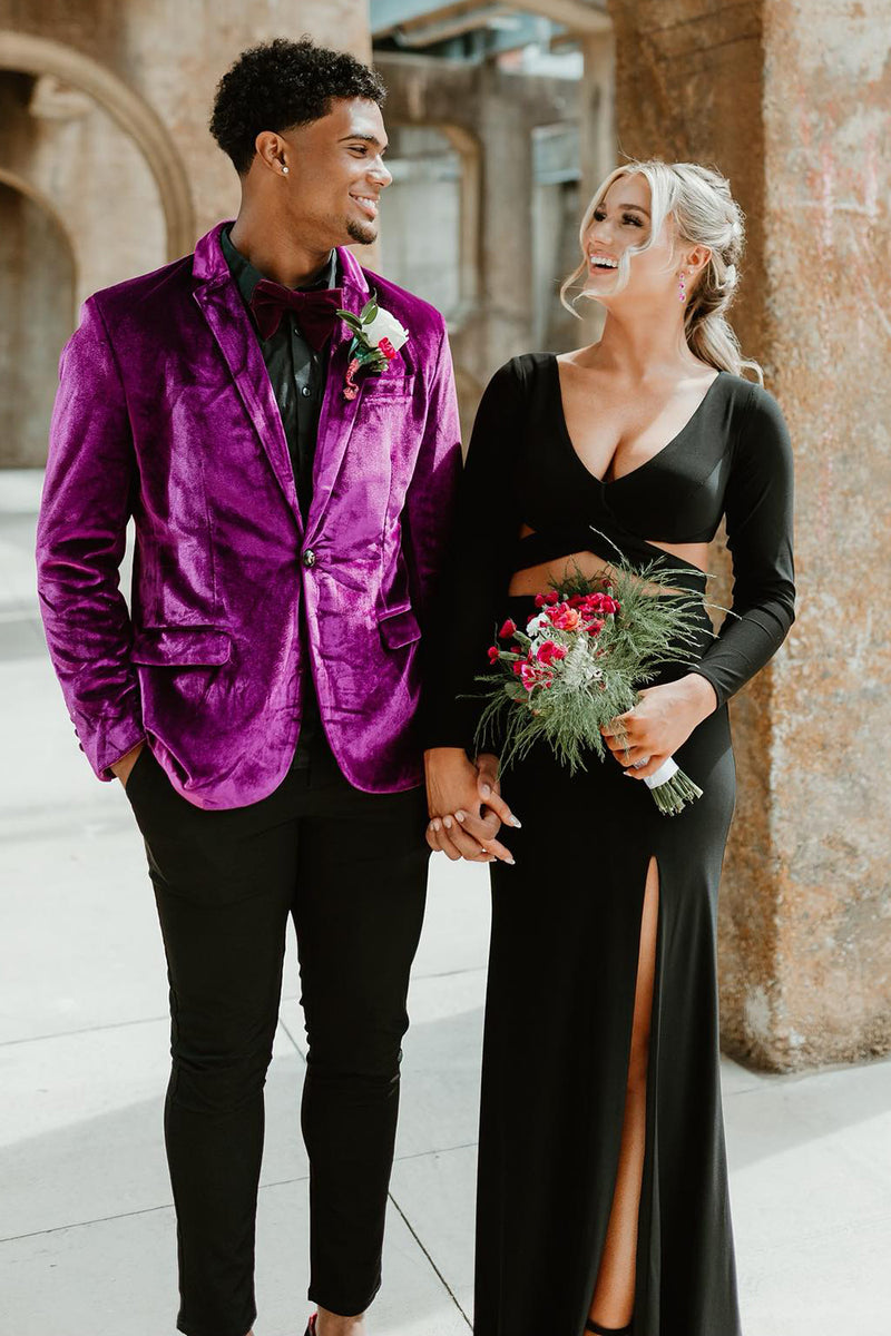 Load image into Gallery viewer, Notched Lapel Purple One Button 2 Piece Men&#39;s Prom Suits