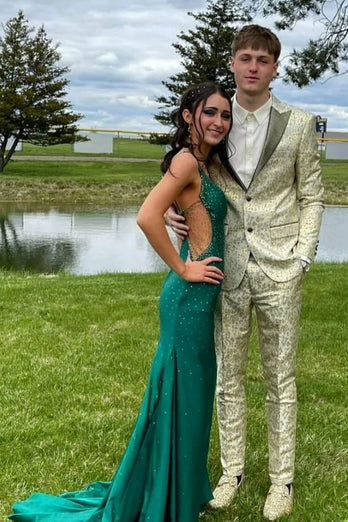 Light Golden Peak Lapel Single Breasted 2-Piece Prom Suits