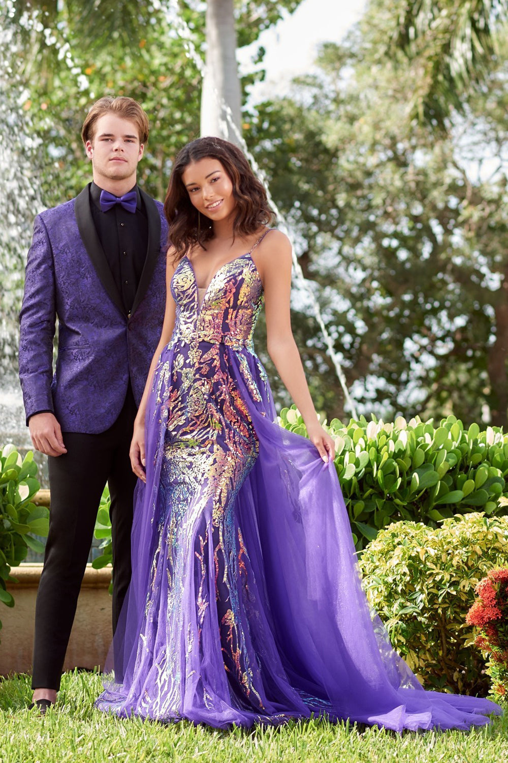 Purple Shawl Lapel One Button 2-Piece Prom Suits For Men