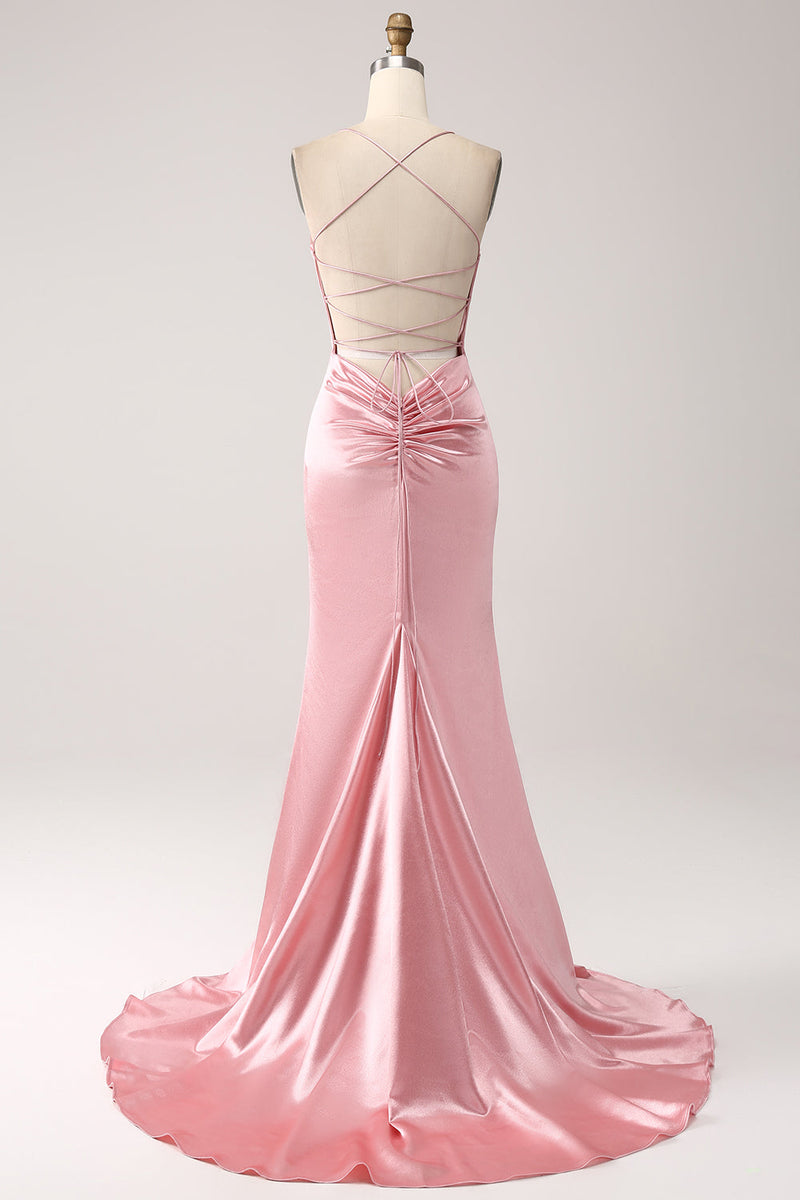 Load image into Gallery viewer, Blush Mermaid Spaghetti Straps Long Prom Dress