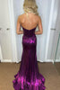 Load image into Gallery viewer, Purple Mermaid Sparkly Strapless Corset Prom Dress with Slit