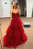 Load image into Gallery viewer, A Line Red Spaghetti Straps Tulle Corset Prom Dress