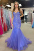 Load image into Gallery viewer, Mermaid Purple Tulle Spaghetti Straps Prom Dress