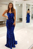 Load image into Gallery viewer, Royal Blue Sparkly Strapless Mermaid Prom Dress with Sequins