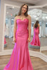 Load image into Gallery viewer, Hot Pink Strapless Mermaid Prom Dress with Pleated