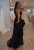 Load image into Gallery viewer, Spaghetti Straps Black Corset Prom Dress with Slit