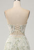 Load image into Gallery viewer, A-Line Light Green Corset Prom Dress with Embroidery