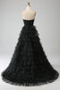 Load image into Gallery viewer, Glitter Sweetheart Black Corset Prom Dress with Slit