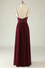 Load image into Gallery viewer, Burgundy Spaghetti Straps Lace Wedding Guest Dress with Hollow-out