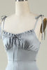 Load image into Gallery viewer, Spaghetti Straps Grey Satin Prom Formal Dress with Slit