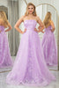 Load image into Gallery viewer, Lilac A Line Strapless Long Corset Prom Dress