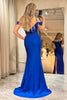 Load image into Gallery viewer, Royal Blue Sparkly Mermaid Off The Shoulder Long Prom Dress With Appliques