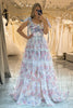 Load image into Gallery viewer, A Line Pink Print Adjustable Straps Long Prom Dress