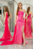 Load image into Gallery viewer, Fuchsia Mermaid Sequin One Shoulder Corset Long Prom Dress with Slit