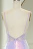 Load image into Gallery viewer, Light Purple Mermaid Spaghetti Straps Corset Long Sequin Prom Dress with Slit