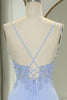 Load image into Gallery viewer, Lavender A-line Spaghetti Strap Corset Prom Dress with Appliques