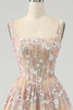 Load image into Gallery viewer, A-Line Champagne Spaghetti Straps Beaded Corset Prom Dress