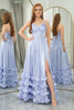 Load image into Gallery viewer, Lavender A-line Spaghetti Strap Long Prom Dress with Slit