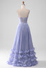 Load image into Gallery viewer, A-Line Lavender Spaghetti Strap Long Prom Dress with Ruffles