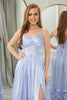 Load image into Gallery viewer, Lavender A-line Spaghetti Strap Long Prom Dress with Slit