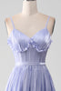 Load image into Gallery viewer, A-Line Lavender Spaghetti Strap Long Prom Dress with Ruffles