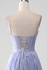 Load image into Gallery viewer, A-Line Lavender Spaghetti Strap Long Prom Dress with Ruffles