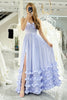 Load image into Gallery viewer, Lavender A-line Spaghetti Strap Long Prom Dress with Slit