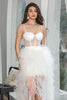 Load image into Gallery viewer, White High Low Ruffled Corset Graduation Dress