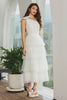 Load image into Gallery viewer, One Shoulder Tiered White Midi Graduation Dress with Bow