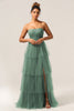 Load image into Gallery viewer, Detachable Straps A Line Purple Tiered Long Bridesmaid Dress