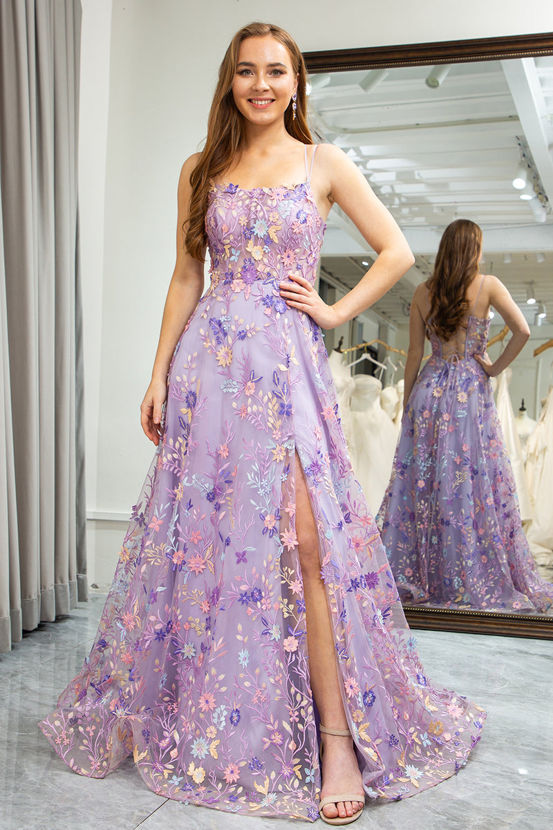 Load image into Gallery viewer, A-Line Mauve Spaghetti Straps Prom Dress with Appliques