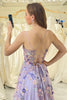 Load image into Gallery viewer, Mauve A-Line Spaghetti Straps Long Prom Dress with Appliques