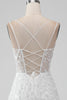 Load image into Gallery viewer, Ivory A Line Spaghetti Straps Applique Lace Corset Wedding Dress with Slit